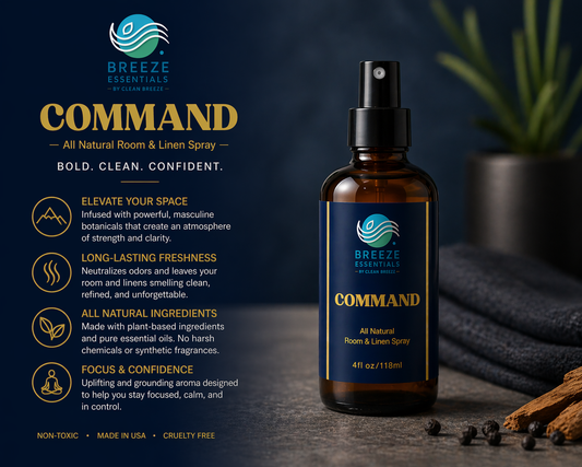Command Room & Linen spray 4oz - Masculine Home Fragrance , Air Freshener, Fabric Freshener, Car Spray, Room Freshener, Luxury Room Spray