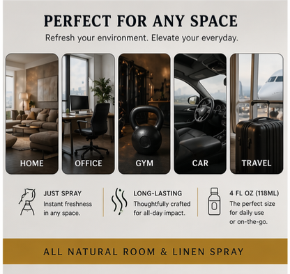 Command Room & Linen Spray -Masculine Home Fragrance , Air Freshener, Fabric Freshener, Car Spray, Room Freshener, Luxury Room Spray - 1oz Blend with Aromatherapy Essential Oils