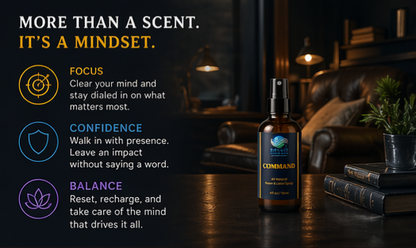 Command Room & Linen Spray -Masculine Home Fragrance , Air Freshener, Fabric Freshener, Car Spray, Room Freshener, Luxury Room Spray - 1oz Blend with Aromatherapy Essential Oils