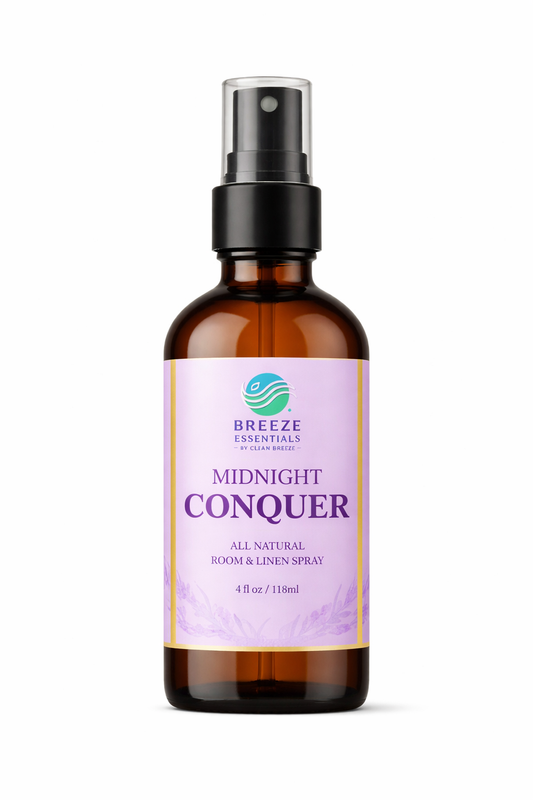 Midnight Conquer Room & Linen Spray 4oz - Aromatic, Soothing, and Relaxing Linen Spray for Bedding, Laundry and Fabric Spray Freshener, Perfect spray to end the day- Infused with Lavender Aromatherapy Essential Oils