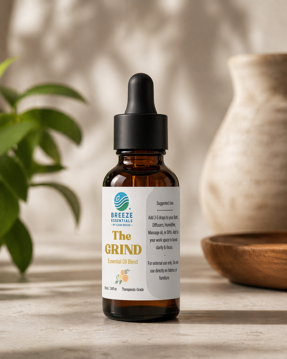 The Grind Citrus Essential Oil Blend Glass Dropper Bottle - 100% Pure and Natural - Essential Oils for Diffuser, Aromatherapy, Soap and Candle Making, 10ml Essential Oil