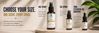 The Grind Room & Linen Spray 4oz -Active Odor Eliminator Spray, Furniture Deodorizer Spray & Bathroom Odor Eliminator for Home and office - Essential Oil Infused