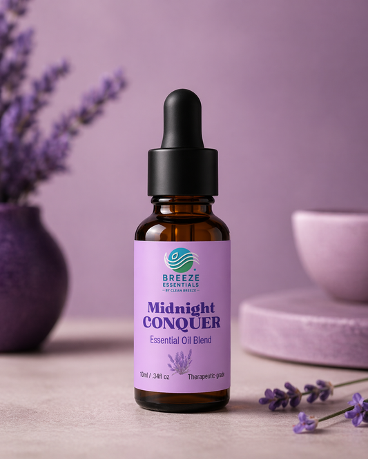 Midnight Conquer Lavender + Ylang Ylang Essential Oil Blend. - 100% Natural & Therapeutic Grade,for Aromatherapy, Relaxation, Sleep, Laundry, Stress & Anxiety Relief, Meditation, Massage, Headaches. 10ml Glass Dropper Bottle