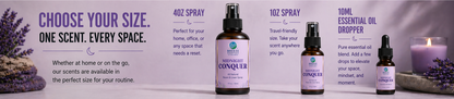 Midnight Conquer Room & Linen Spray 4oz - Aromatic, Soothing, and Relaxing Linen Spray for Bedding, Laundry and Fabric Spray Freshener, Perfect spray to end the day- Infused with Lavender Aromatherapy Essential Oils